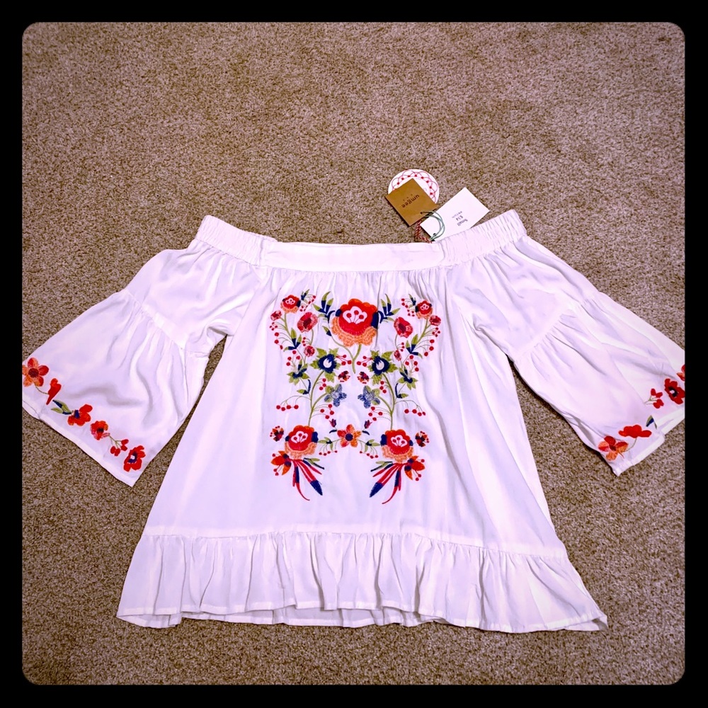 Women’s off the shoulder embroidered top